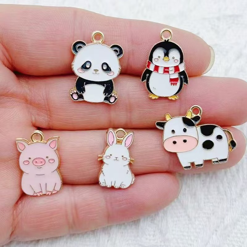 Gaming Accessories Gifts - 10 個漫画ペンギンパンダ DIY 韓国版キーホルダーペンダントネックレスペンダント合金ドリップオイルジュエリーアクセサリー