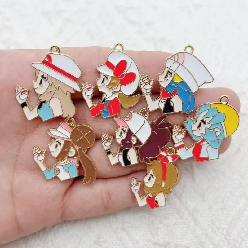Gaming Accessories Gifts - 10 個漫画少女ドリップオイル合金 DIY アクセサリーブレスレットネックレスキーホルダーペンダントアクセサリー