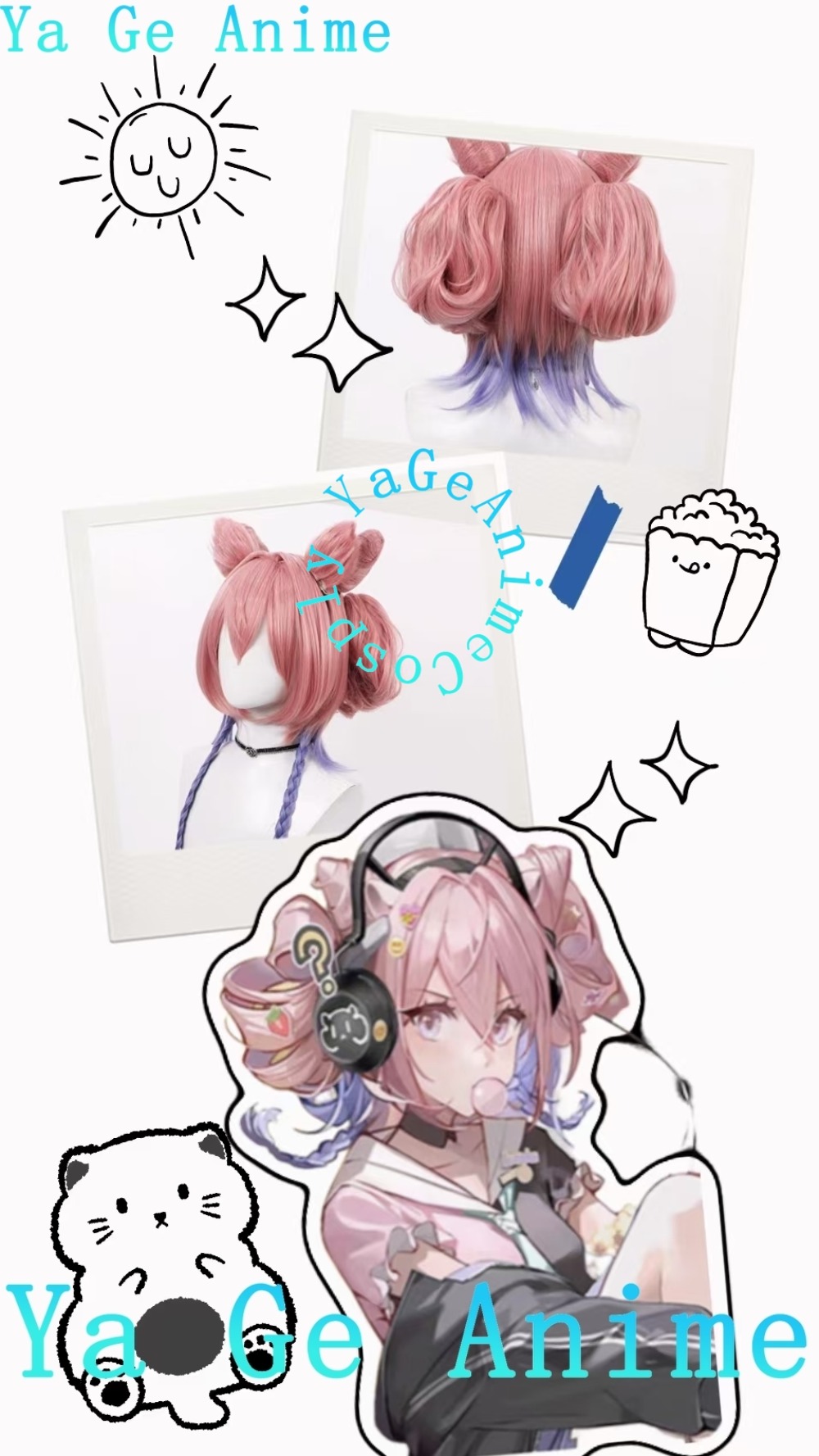 Gaming Accessories Korea - アークナイツ エウレカ コスプレウィッグ シミュレーション頭皮と一致する耳付き オペレーター ゲームキャラクター