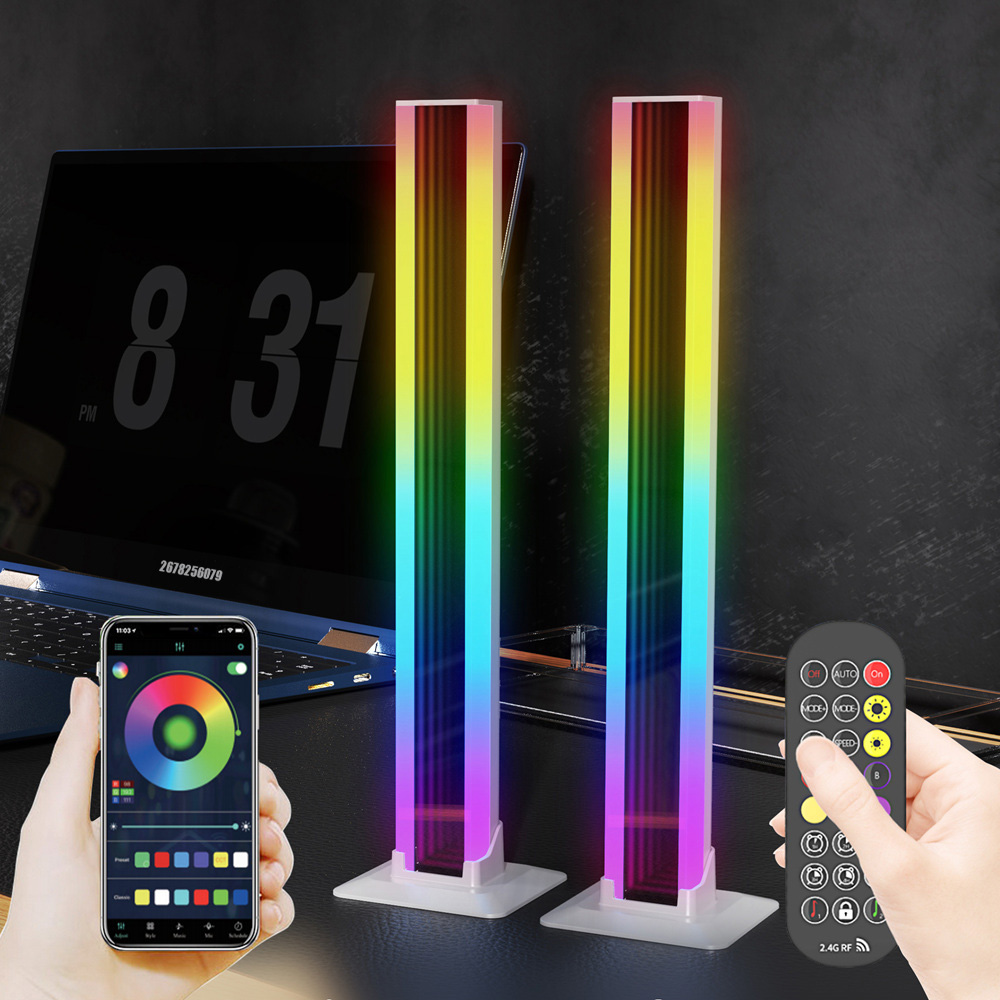 Accessories For Your Gaming Room - Rgb abyssミラーテーブルランプ、LEDアンビエントライト、Bluetooth、ナイトライト、USB、デスクムードテレビ、PC、ゲーム、部屋の装飾、2パック