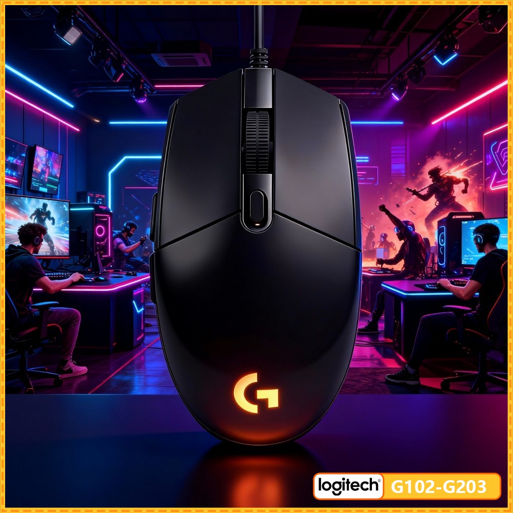 Logitech Mouse G203 - ロジクール G203 有線RGBゲーミングマウス、8000 DPIセンサー、6ボタン、1ms応答、2.1mケーブル、人間工学に基づいたデザイン、Mac/PC対応