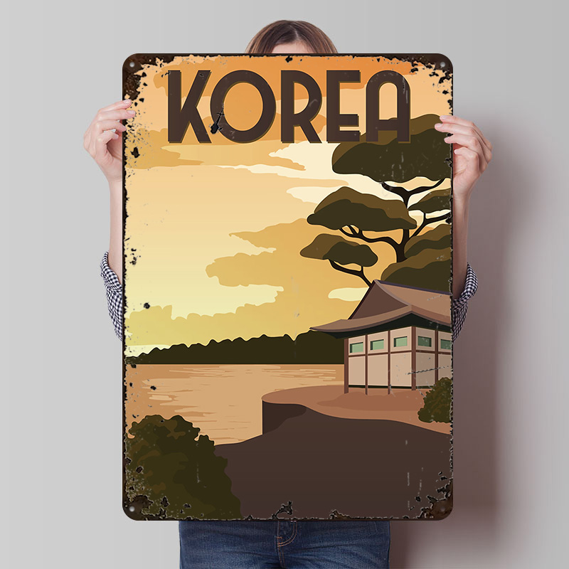 Gaming Accessories Korea - 韓国旅行プリントポスターカスタマイズされたウォールアートレトロヴィンテージメタルブリキ看板家の装飾用ゲームガレージアクセサリーバー