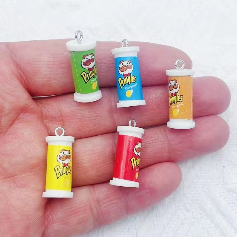 Gaming Accessories Gifts - 10個入り シミュレーション3Dバケツ型ポテトチップススナック樹脂ペンダント DIYジュエリーアクセサリー イヤリング キーホルダー ヘアアクセサリー