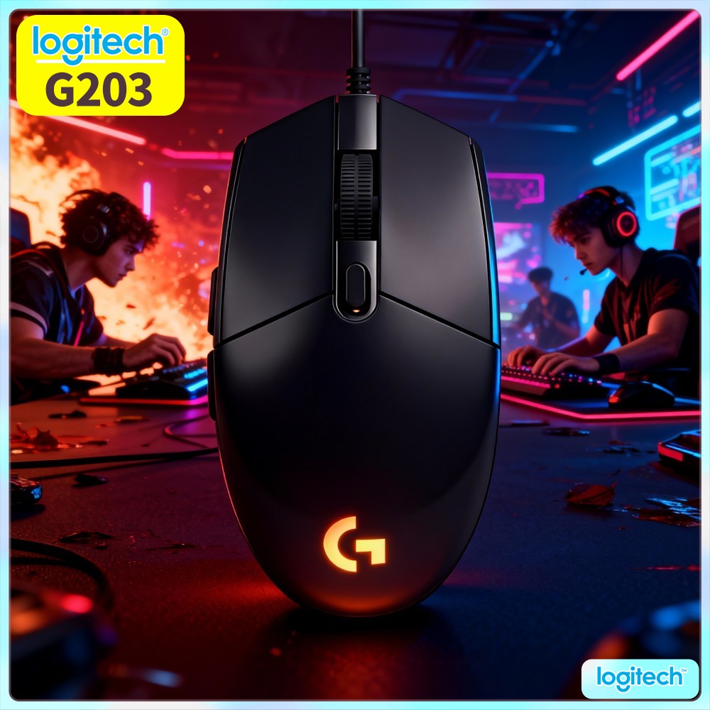 Logitech Mouse G203 - ロジクール G203 有線ゲーミングマウス 頑丈な構造 明るいRGB ノンスリップベース