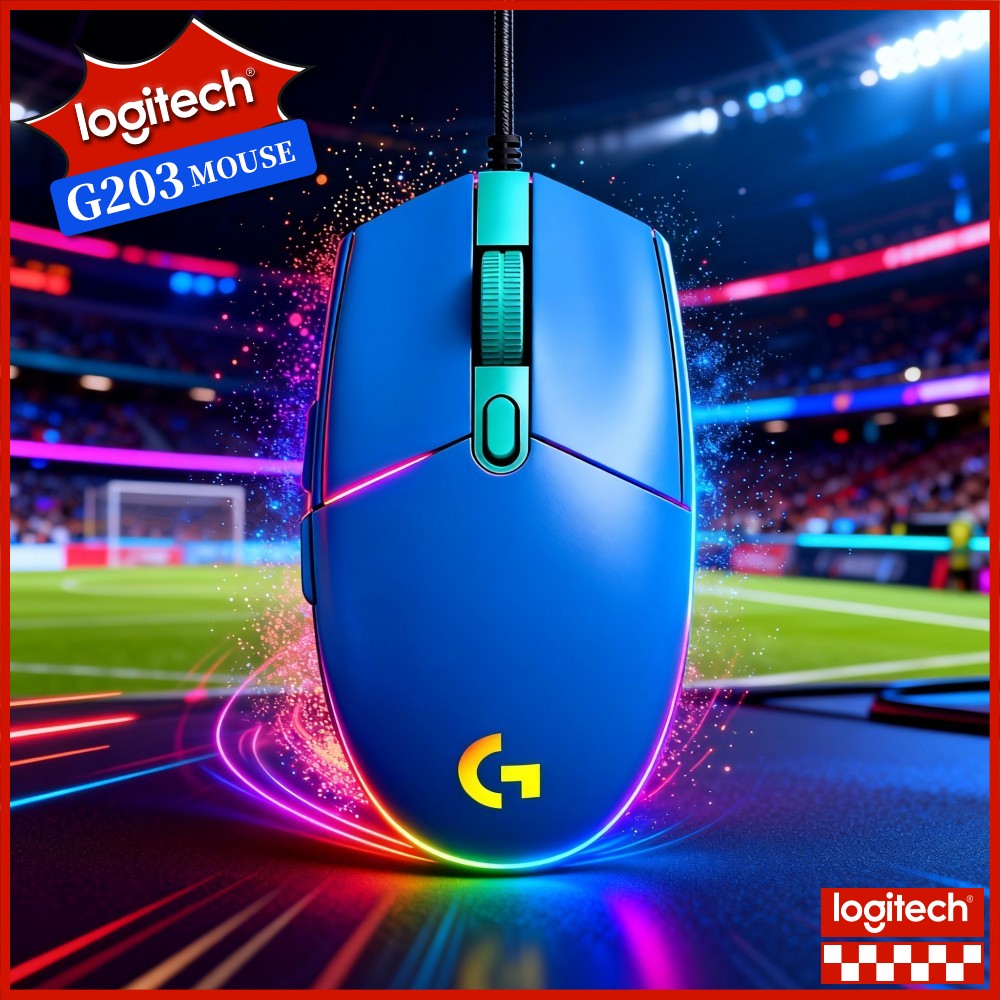 Logitech Mouse G203 - ロジクール G203 有線ゲーミングマウス ソフトRGBバックライト 多段階感度調整 滑り止めベース