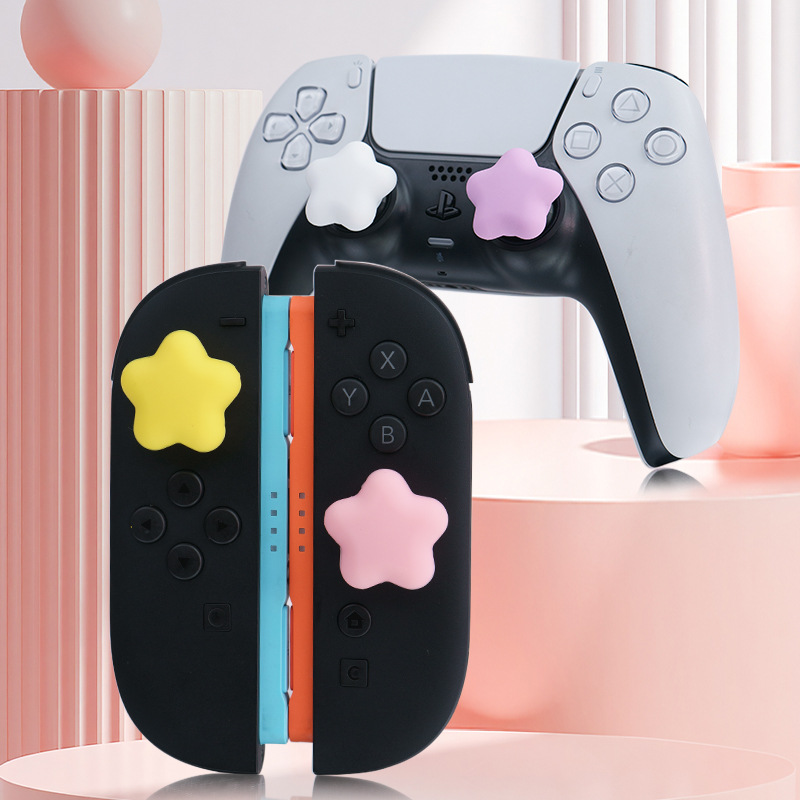 Gaming Accessories Girly - 星型シリコン製サムグリップ Switch 2 Joy-Con対応 - 滑り止めNS2/PS4/PS5/Pro/Xbox保護キャップ（4個セット）