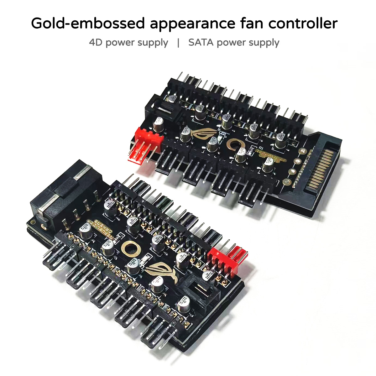 Fan Hub Rgb Controller - 10ポート12V 4ピンPWMファンコントローラーハブ、SATA/4D給電式PCファンスプリッター（コンピューターケース冷却用）