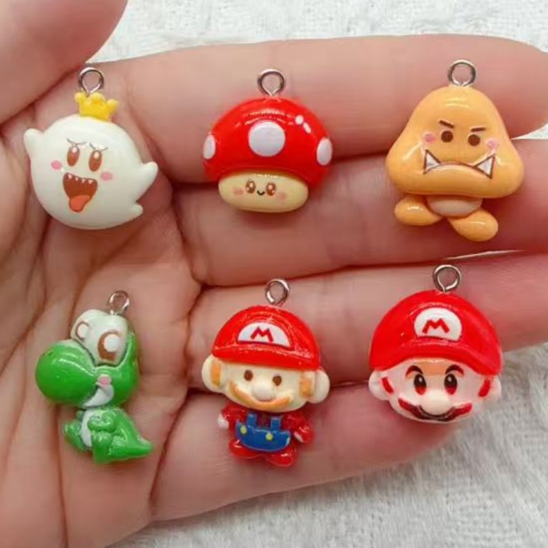 Gaming Accessories Gifts - 10個入り樹脂製漫画ペンダント、DIYジュエリー製作イヤリング、キーホルダーアクセサリー