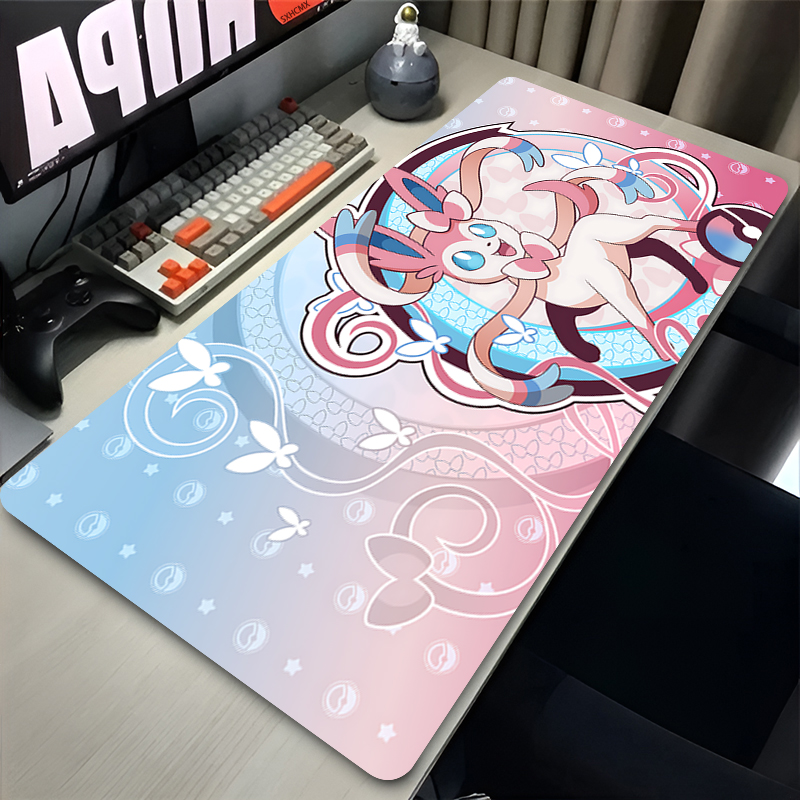 Gaming Accessories Girly - 大型ピンクかわいいマウスパッド XXL ゲームコンピュータアクセサリー P-ポケモン シルベオン キーボード