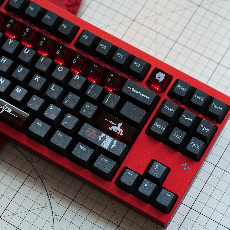 Gaming Set Accessories - ソビエトブラックテーマキーキャップセット PBT PC 半透明チェリープロファイルキーボードキャップ ゲーム用メカニカルキーボードアクセサリーギフト