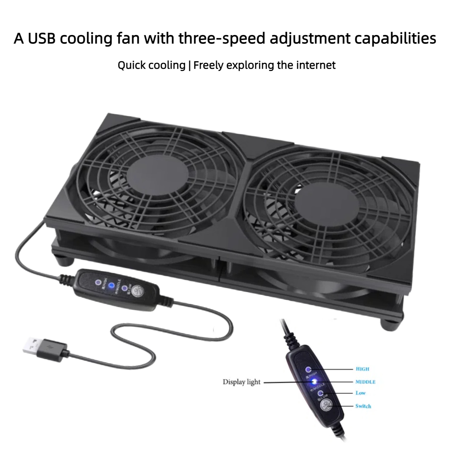 デュアルUSB冷却ファン（3段階速度調整付き） |   ルー - Fan Hub Rgb Controller のレビューと価格