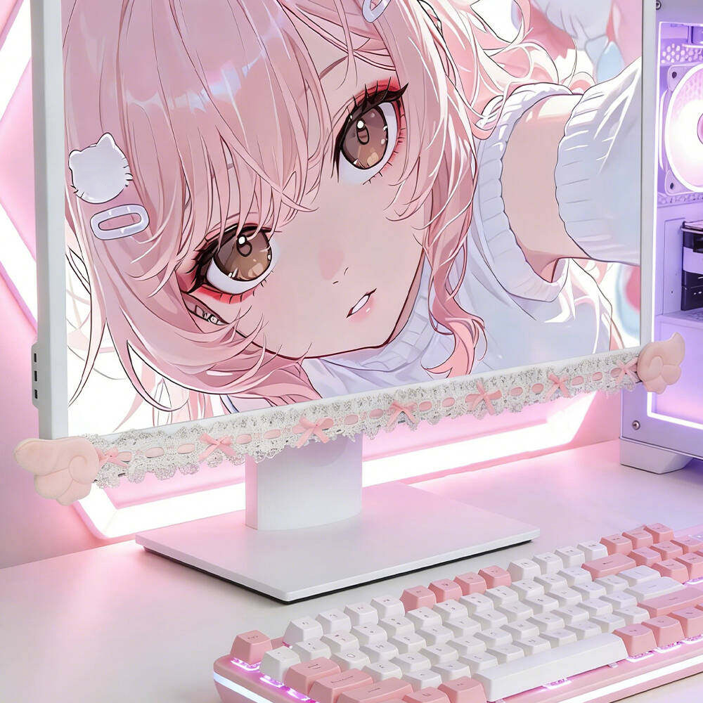 弓レースかわいいテーブルスクリーン装飾コンピュータモニター装 - Accessories For Your Gaming Room のレビューと価格