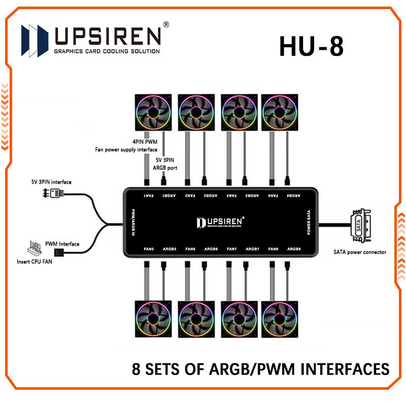 アップシレンシャーシファンハブ、8セットのargbおよびpw - Fan Hub Rgb Controller のレビューと価格