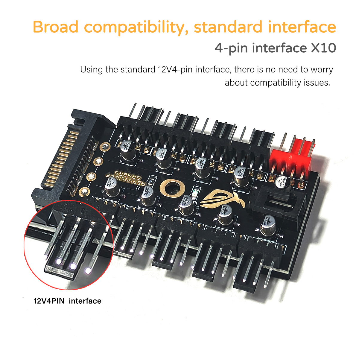 12V 4ピン PWM ファンコントローラーハブ、10ウェイ - Fan Hub Rgb Controller のレビューと価格