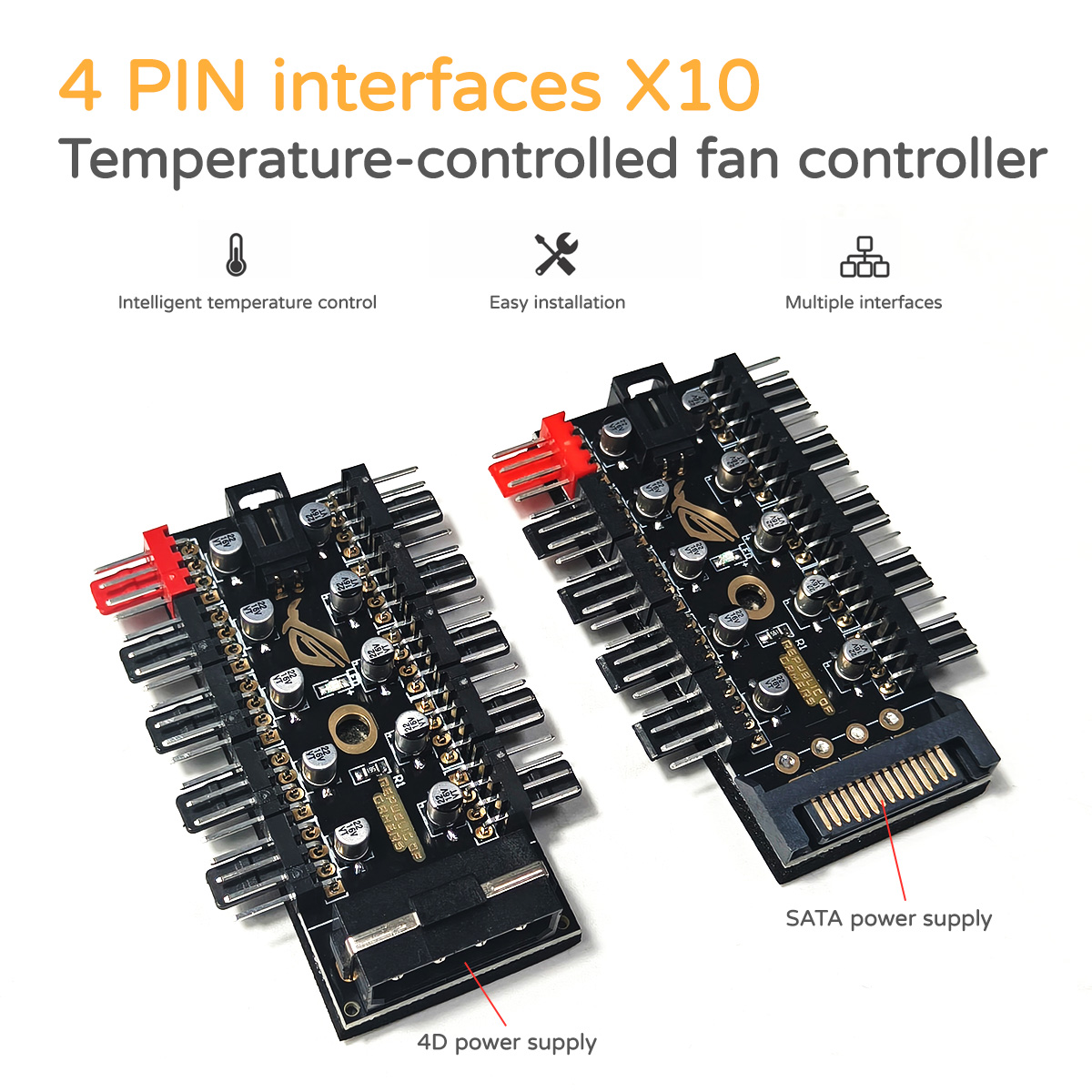 10ポート12V 4ピンPWMファンコントローラーハブ、SA - Fan Hub Rgb Controller のレビューと価格
