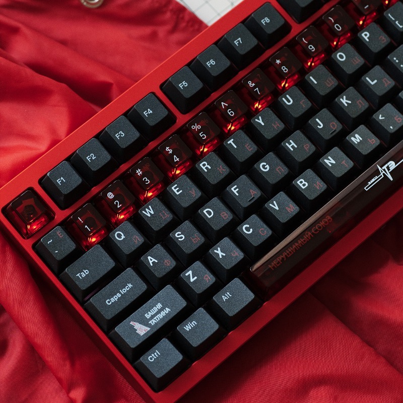 ソビエトブラックテーマキーキャップセット PBT PC 半透 - Gaming Set Accessories のレビューと価格